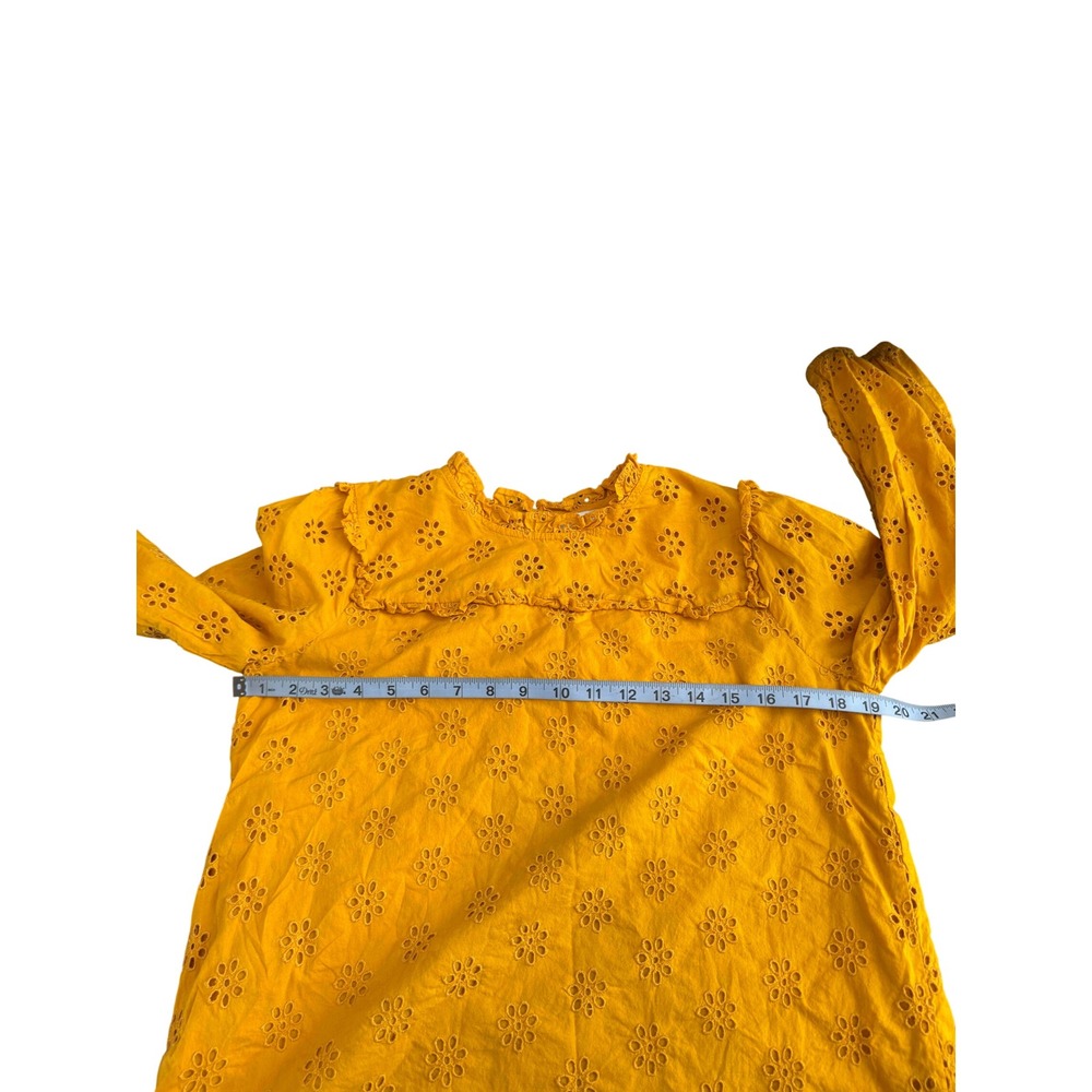 J.Crew Ruffleneck Eyelet Yoke Top Gold Yellow Women's Dainty Feminine Small - Picture 12 of 14